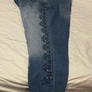 Torrid Boyfriend Embroidered Blue Jeans